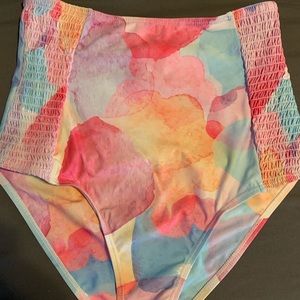 Rad Swim Betsy Smocked High waisted Bottom Small